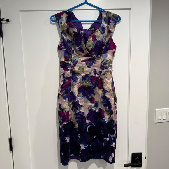 Adrianna Papell Dresses & Skirts - Adrianna Papell Floral Sheath Dress Purple Blue Spring Sleeveless Womens 12
